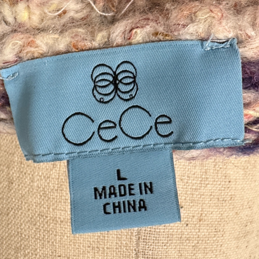 CeCe NWOT❤️ Women's Sweater Textured Cream and Purple - Picture 11 of 13